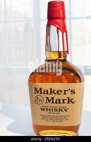 Maker's Mark is a small batch bourbon whiskey, United States Stock Photo