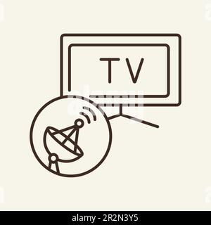 Satellite TV line icon Stock Vector