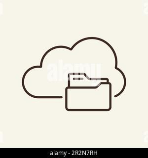 Cloud and folder line icon Stock Vector