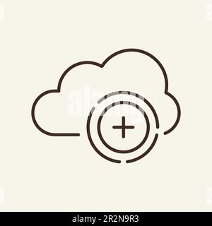 Cloud and plus line icon Stock Vector