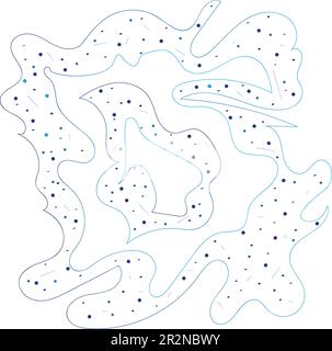 Abstract geometric design template. Topographic, Lines and dots turquoise and navy blue layers for web design, invitation, poster,textile print Stock Vector