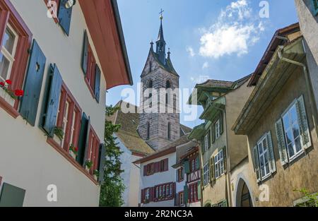 Spring in the old town and on the Rhine in Basel. Switzerland Stock Photo