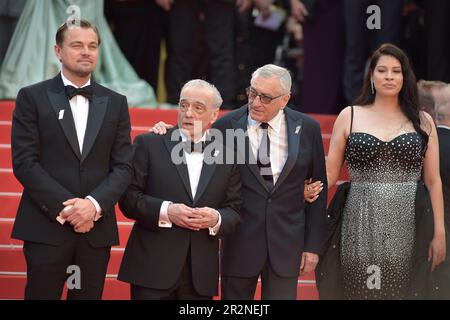 Cannes, France. 20th May, 2023. CANNES, FRANCE - MAY 20: Leonardo DiCaprio, Director Martin Scorsese, Robert De Niro Cara Jade Myers attend the 'Killers Of The Flower Moon' red carpet during the 76th annual Cannes film festival at Palais des Festivals on May 20, 2023 in Cannes, France. Credit: dpa/Alamy Live News Stock Photo