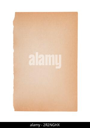 Old sheet of paper isolated on white background with clipping path Stock Photo