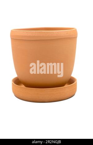 Empty unpainted clay pot isolated on white Stock Photo - Alamy