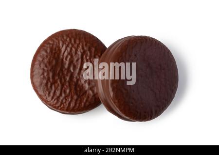 Choco pie chocolate biscuits isolated on white Stock Photo