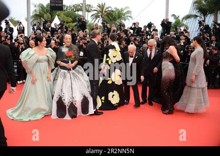 May 20, 2023, CANNES, France: CANNES, FRANCE - MAY 20: Jillian Dion, Tantoo Cardinal, Leonardo DiCaprio, Lily Gladstone, Director Martin Scorsese, Robert De Niro, Cara Jade Myers and Janae Collins attend the ''Killers Of The Flower Moon'' red carpet during the 76th annual Cannes film festival at Palais des Festivals on May 20, 2023 in Cannes, France. (Credit Image: © Frederick Injimbert/ZUMA Press Wire) EDITORIAL USAGE ONLY! Not for Commercial USAGE! Stock Photo