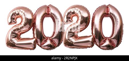 Gold numbers Balloons on a white background, 2020 Happy new year Stock Photo