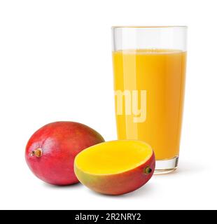 glass of mango juice isolated on a white background Stock Photo