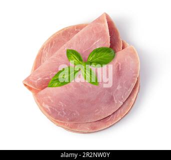 pork ham slices isolated on white background Stock Photo