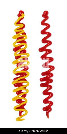 tomato ketchup and mustard splashes isolated on white background Stock Photo