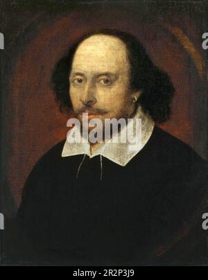 The Chandos Portrait.  Portrait of William Shakespeare (1564-1616).  Attributed to John Taylor.  1610. Stock Photo