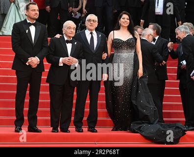 Cannes, France. 20th May, 2023. American actors Leonardo DiCaprio, Robert DeNiro, actress Cara Jade Myers and director Martin Scorsese attend the premiere of Killers Of The Flower Moon at the 76th Cannes Film Festival at Palais des Festivals in Cannes, France on Saturday, May 20, 2023. Photo by Rune Hellestad/ Credit: UPI/Alamy Live News Stock Photo