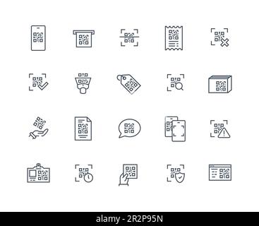 Qr code outline icons set Stock Vector