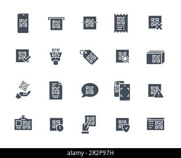 Qr code black icons set Stock Vector