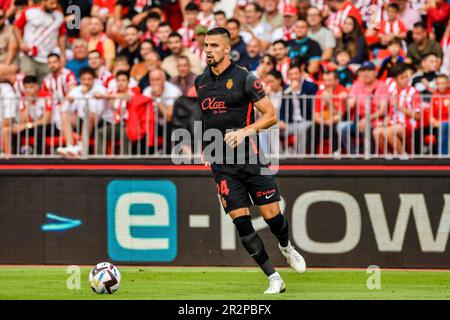 May 20, 2023: ALMERIA, SPAIN - MAY 20: Martin Valjent of RCD Mallorca control the ball during the match between UD Almeria and RCD Mallorca of La Liga Santander on May 20, 2023 at PowerHorse Stadium in Almeria, Spain. (Credit Image: © Samuel CarreÃ±O/PX Imagens via ZUMA Press Wire) EDITORIAL USAGE ONLY! Not for Commercial USAGE! Stock Photo