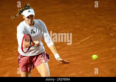 Rome, Italy. 20th May, 2023. Elena Rybakina of Kazakhstan in action during the final match against Anhelina Kalinina of Ukraine at the Internazionali BNL d'Italia tennis tournament at Foro Italico in Rome, Italy on May 20th, 2023. Credit: Insidefoto di andrea staccioli/Alamy Live News Stock Photo