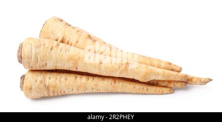 Raw parsley roots isolated on white. Healthy food Stock Photo