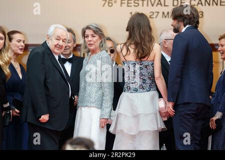 Charlotte Casiraghi, Dimitri Rassam, Caroline de Monaco, Paul Rassam and Carole Bouquet attend the 'Killers of the Flower Moon' premiere during the 76th Cannes Film Festival at Palais des Festivals in Cannes, France, on 20 May 2023. Stock Photo