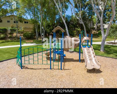 Aerial view of recreational facilities with kids playgorund in private residential community in La Jolla, Califronia, USA. April 15st, 2022 Stock Photo