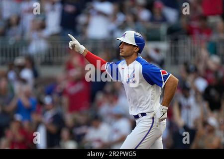 Atlanta Braves first baseman Matt Olson stands in the dugout during a  baseball game against the Cincinnati Reds Sunday, July 3, 2022, in  Cincinnati. (AP Photo/Jeff Dean Stock Photo - Alamy