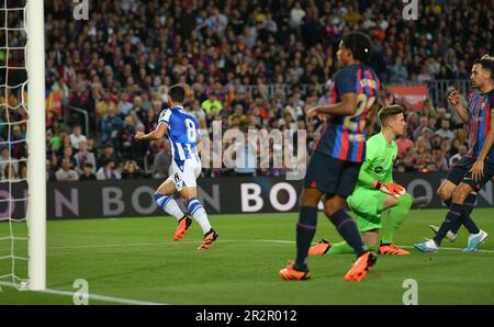 Barcelona, Esp. 20th May, 2023. FC BARCELONA vs REAL SOCIEDAD May 20, 2023 during the match between FC Barcelona and Real Sociedad corresponding to the thirty-five day of La Liga Santander at Spotify Camp Nou in Barcelona, Spain. Credit: rosdemora/Alamy Live News Stock Photo