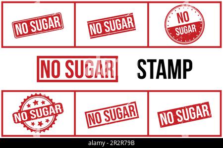 No Sugar Rubber Stamp Set Vector Stock Vector