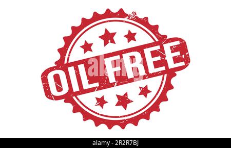 Grunge red oil free word oval rubber seal stamp on white background ...