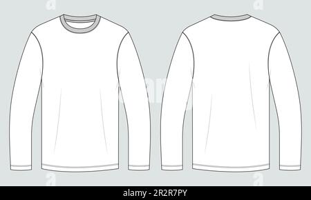 T shirt Technical Fashion flat sketch vector illustration template front and back views. Stock Vector