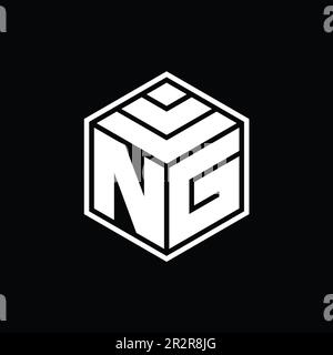 NG Logo monogram with hexagon geometric shape isolated outline design ...