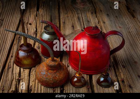 Old Oil Cans Still life Stock Photo