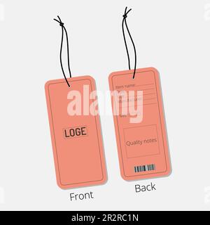 Apparel Garments accessories tag design vector illustration front and back views. Stock Vector