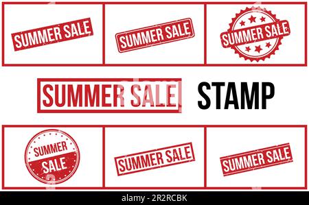 Set of summer sale rubber stamp design vector image. Sale logo