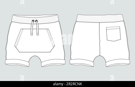 Shorts Pants technical fashion flat sketch vector illustration template  9649521 Vector Art at Vecteezy
