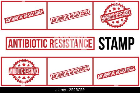 Antibiotic resistance rubber grunge stamp set vector Stock Vector