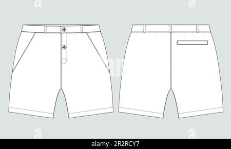Premium Vector | Short pants fashion flat sketch vector illustration black  color template front and back views