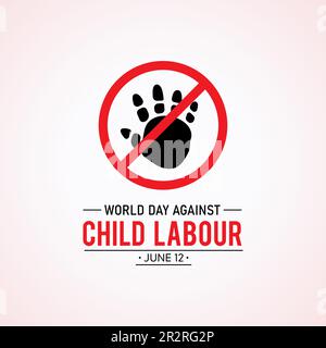 World day against child labour is observed every year in june 12. Vector template for banner, greeting card, poster with background. Vector illustrati Stock Vector