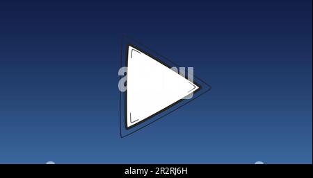 Composition of white play button on blue background Stock Photo