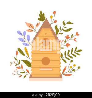 Set of Wooden Bird Houses Stock Vector