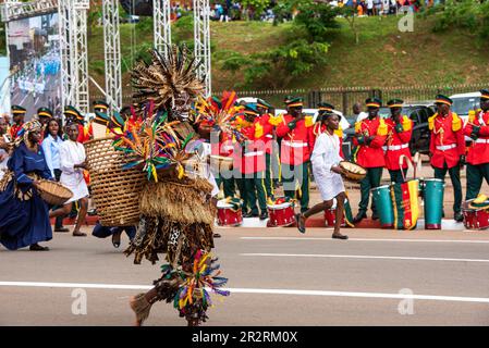 Yaounde, Cameroon. 20th May, 2023. A dancer performs during the National Day celebration in Yaounde, Cameroon, May 20, 2023. Cameroon marked on Saturday the 51st anniversary of its National Day with a military and civilian parade in Yaounde. Credit: Kepseu/Xinhua/Alamy Live News Stock Photo