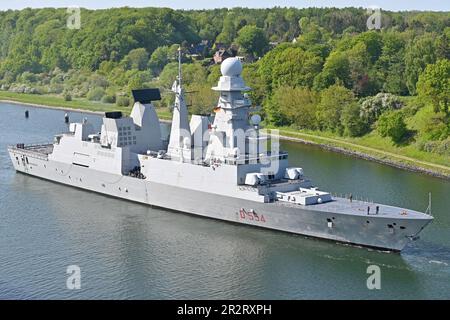 Italian Navy's destroyer CAIO DUILIO at the Kiel Canal bound for the baltic sea / BALTOPS 2023 Stock Photo