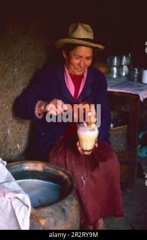 Serving Chicha beer, near Cusco, Peru Stock Photo