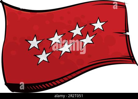 Painted Community of Madrid flag waving in wind Stock Vector