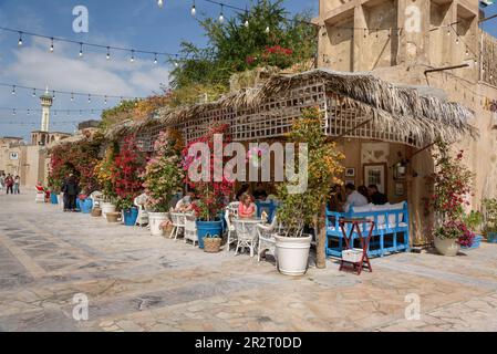 Arabian Tea House Restaurant & Cafe, Al Fahidi Historic neighbourhood, Khor Dubai (Dubai Creek), Dubai, United Arab Emirates Stock Photo