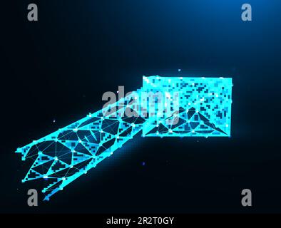 Finger tap on a message polygonal vector illustration on dark blue background Stock Vector