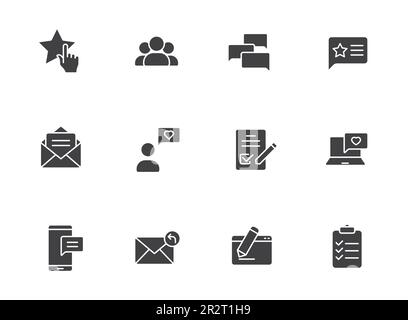 Black silhouette social media feedback and rating icon set Stock Vector ...