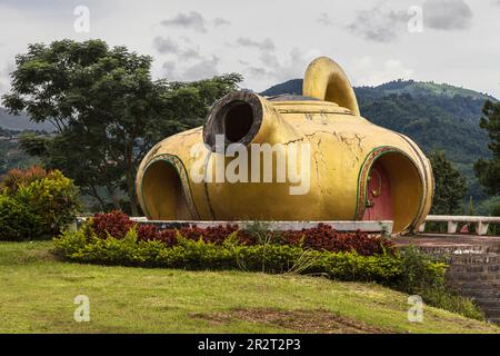 Golden Teapot at Wang Put Tan Tea Plantation in Doi Mae Salong, Chiang Rai province, Thailand. Stock Photo