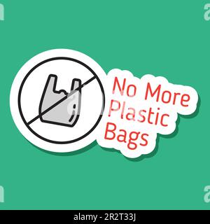 no more plastic bag color vector eco sticker Stock Vector