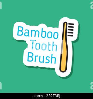 bamboo tooth brush color vector eco sticker Stock Vector