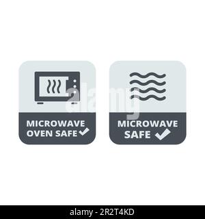 Microwave oven safe label. Vector sticker for pots, pans and dishes. Stock Vector